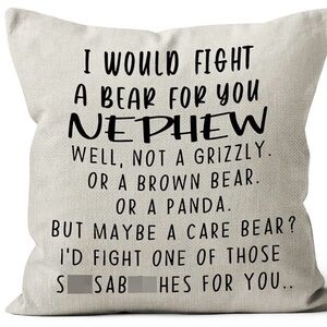 Funny Nephew Quote 18” Pillow Cover- NWT